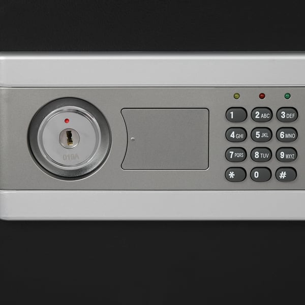 Turvalaatikko, 43 litran tilavuus, seinäasennettava/vapaasti seisova, kaksoislukitus, hiiliteräsmateriaali, 4 mm oven paksuus