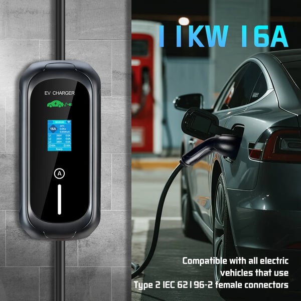 EV-laddare, WiFi-appkontroll, justerbar ström,TYP2