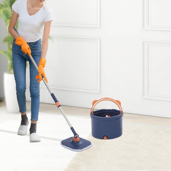 Spin Mop, 360° Rotation, Effektivt Rengøringssystem,Blå