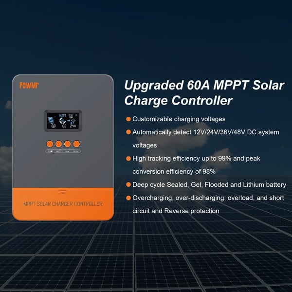 Solcellelader, MPPT-teknologi, alsidig batteristøtte,MPPT 60A ULTRA, 12V 24V 36V 48V