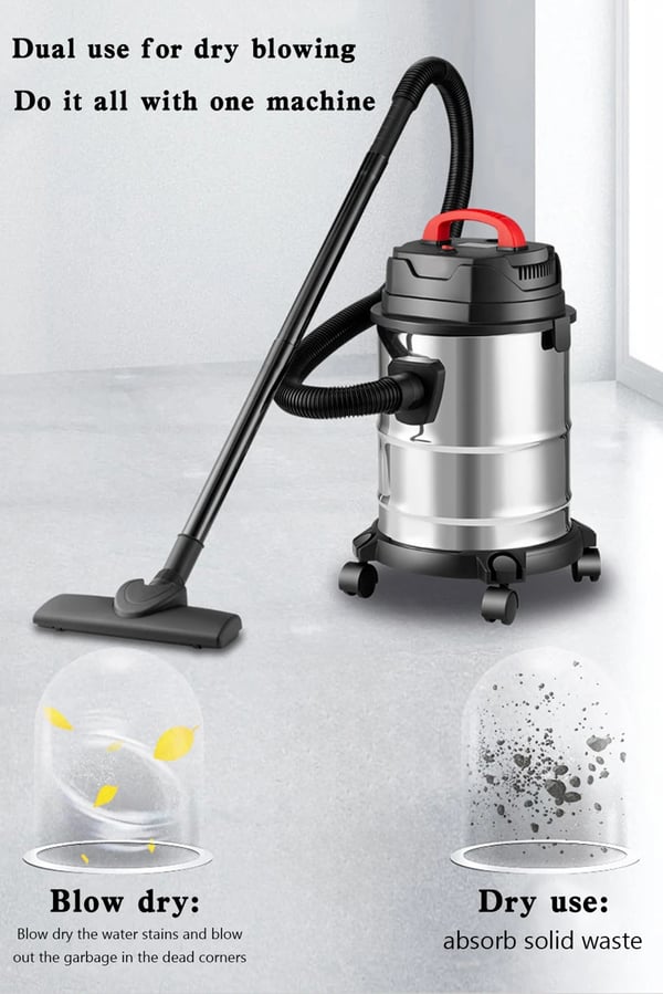 Våd/Tør Støvsuger, 1800 Watt, 18 Liter Kapacitet, Rustfrit Stål Konstruktion, Blæsefunktion, Kompatibel med Tæpper og Glatte Gulve