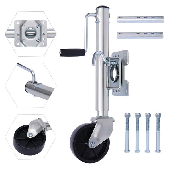Automatisk Jockeyhjul, 1200 lb belastningsevne, galvaniseret stål konstruktion, foldbart design