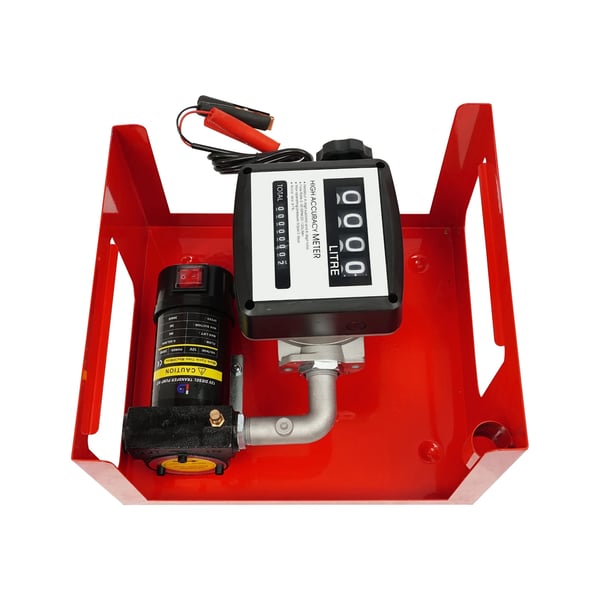 Dieseloverførselspumpe, 200W effekt, 45L/min flowrate,Rød
