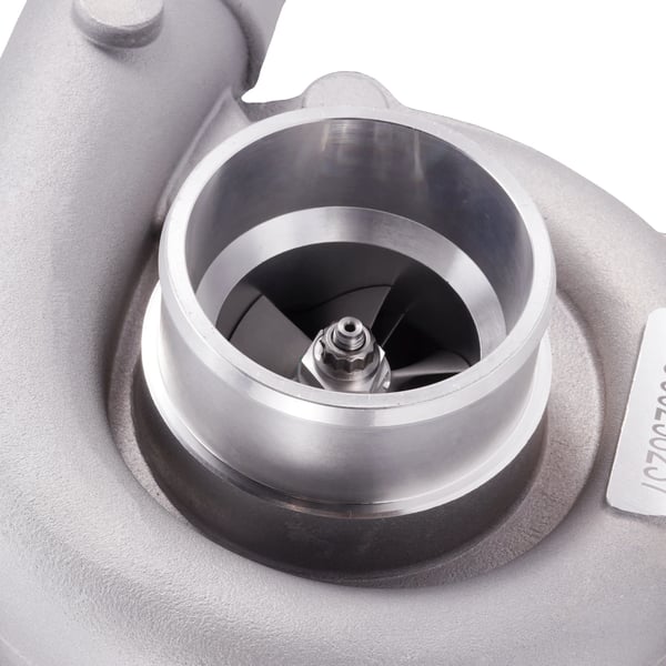 Turbocharger med støbt hus, længde 26 cm, bredde 25 cm, højde 23 cm, understøtter over 400 HK, maksimal boost 18 PSI