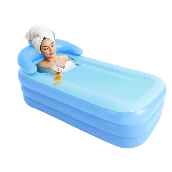 Oppustelig Badekar, Ergonomisk Design, Pladsbesparende Opbevaring,Blå