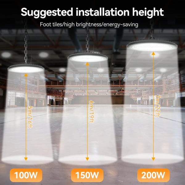 LED-ylävalaisin, IP65-luokitus, energiatehokas muotoilu, 200W