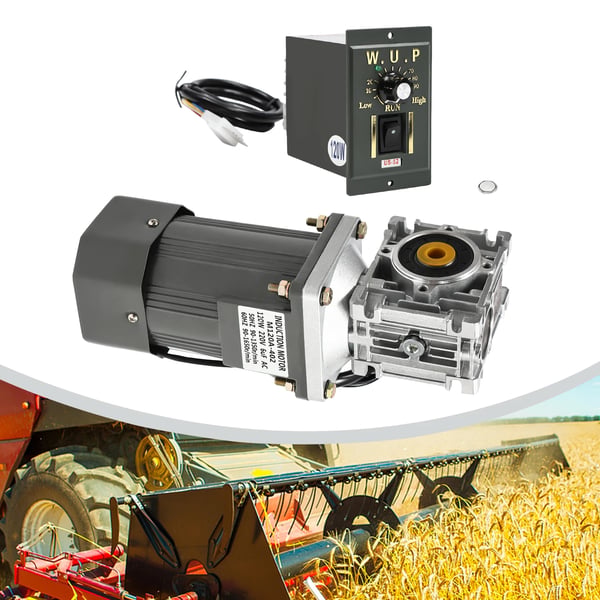Elektrisk växelmotor, 120W effekt, AC 220V spänning, reduktionsförhållande 30:1, tomgångshastighet 60RPM, dimensioner 9*9*25cm