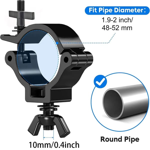 Lys Klemme, Heavy Duty Aluminium, Kompatibel med 48-51mm armaturer, Designet til Moving Head Lys, Strømkilde AC, Lysstrøm Mindre end 60