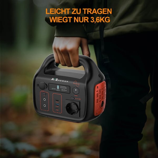 Strømafbryder, 300W Udgang, 296Wh Kapacitet, Ren Sinusbølge, USB og DC Kompatibilitet, Kompakt Design