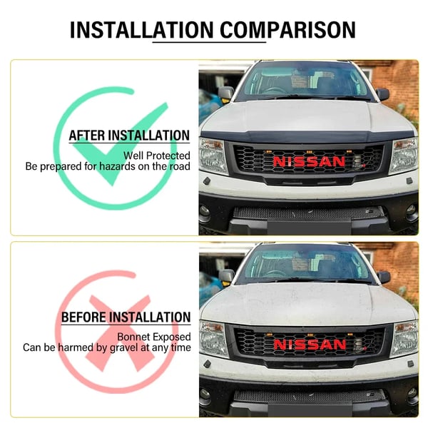 Hættebeskytter, Holdbart ABS-materiale, Nem installation, Kompatibel med Nissan Navara D40 2006-2009,motorhjelm Beskytter