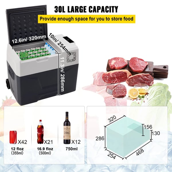 Bil Fryser, 30L Kapacitet, Dobbelt Strømkompatibilitet,CX30 60W 30L