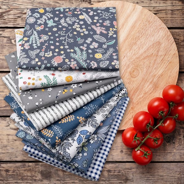 Patchwork tygset, 8 mönster, 100% bomull, 50 x 50 cm, 50x50cm, 8st