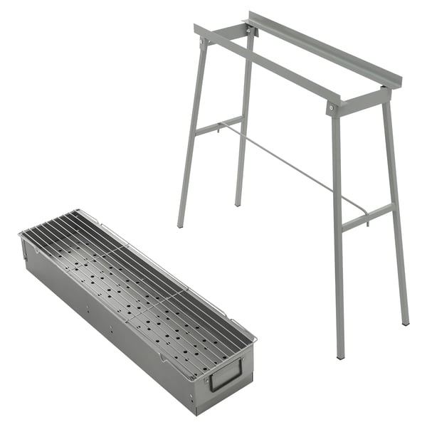 Grill, Bærbar Design, Justerbar Ildkraft,grå