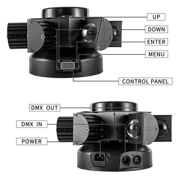 Laserstråle LED Moving Head, 150W Effekt, DMX512 Kontrol, RGBW og Laser Effekter,sort, EU-stik
