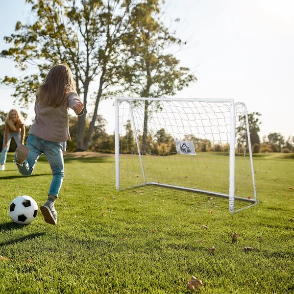 Fodboldmål, Belagt metalramme, 186 x 62 x 123 cm, 10 x 10 cm netstørrelse, Hurtig montering, Velegnet til alle aldre