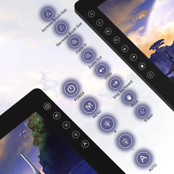 Digital Pen Display, Anti-Glare Fuldlaminering, 8 Touch Taster, ±60° Tilt Funktion