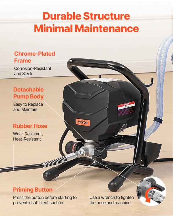 Luftløs malersprøjte, 650W effekt, 3000 PSI tryk,650W 0,25GPM