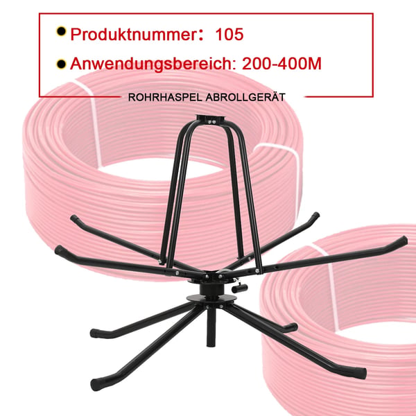 Rørspole Dispenser, DC01 Stål, Kompatibel med 600m Rør, Brugervenlig Samling, Understøtter PERT og PEX, Holdbart Design