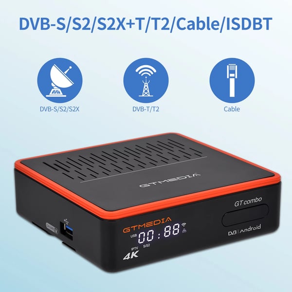 Set-Top-Boks, 4K UHD, Dual-Band Wi-Fi,GT KOMBO