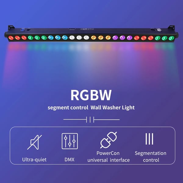 Scene Lys, DMX512 Kontrol, 24x12W RGBWA UV LED'er,1Pixel Kontrol 6in1, EU Stik