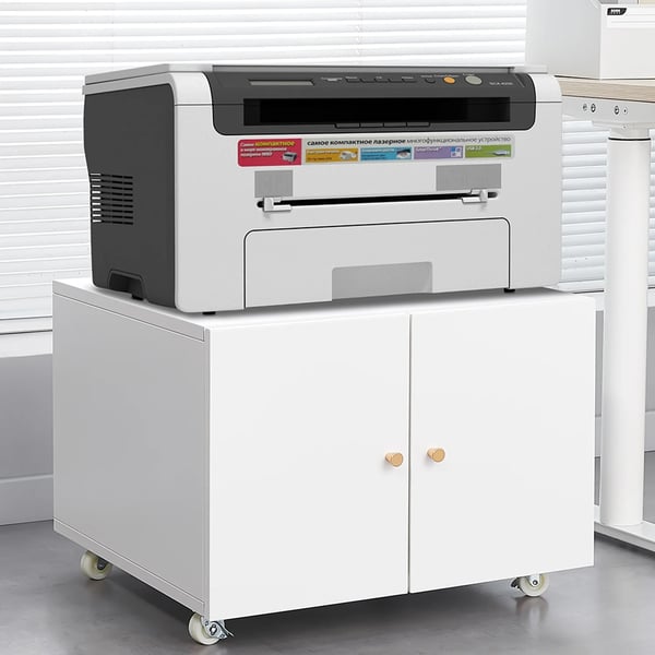 Printerstand, Mobil Design, Justerbare Hylder,Elfenben