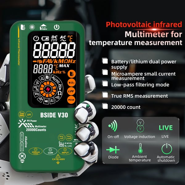 Digital multimeter, infraröd termometer, högprecisionsmätningar,V30