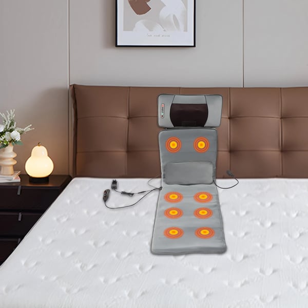 Elektrisk massageunderlag, aftageligt pude, multi-mode vibration,Grå, EU-stik