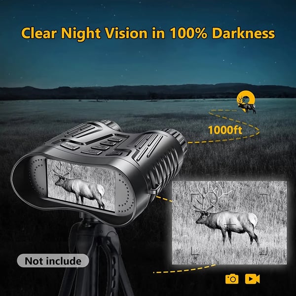 Yövision kiikarit, 8X zoom, 4K videon tallennus,Musta