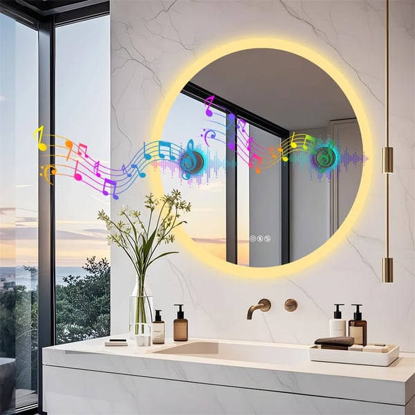Badeværelsesspejl, Bluetooth-forbindelse, Anti-dug funktion,Aluminium, 80cm(32inch)