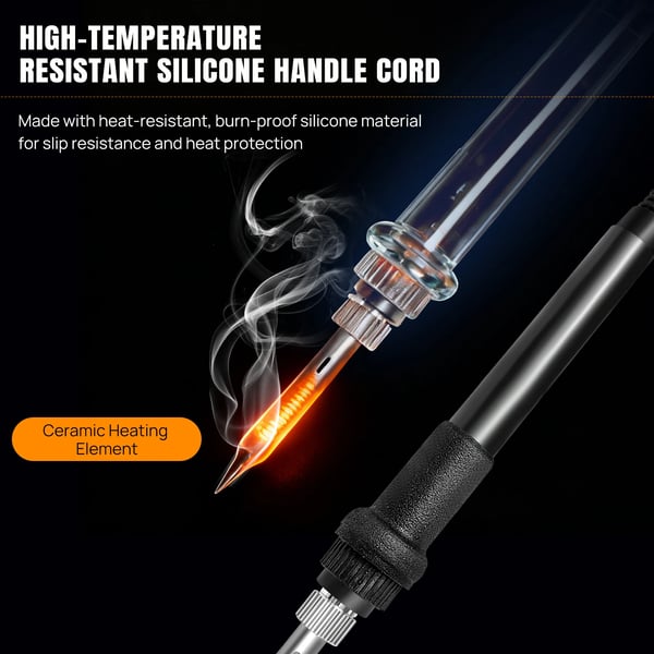 Digital Loddejern Sæt, 700W, Varmluftpistol 100~500°C, Luftstrømningshastighed 120L/min, Loddejern 200~500°C, Støjniveau 45dB