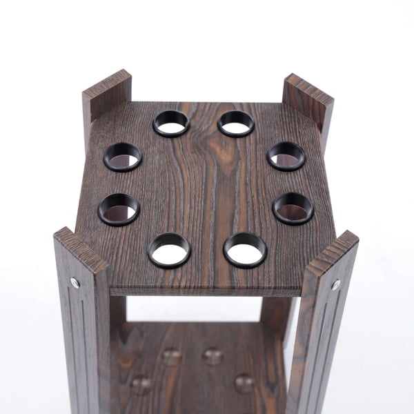 Billardkøholder, 8-huls design, holdbar trækonstruktion,Brun