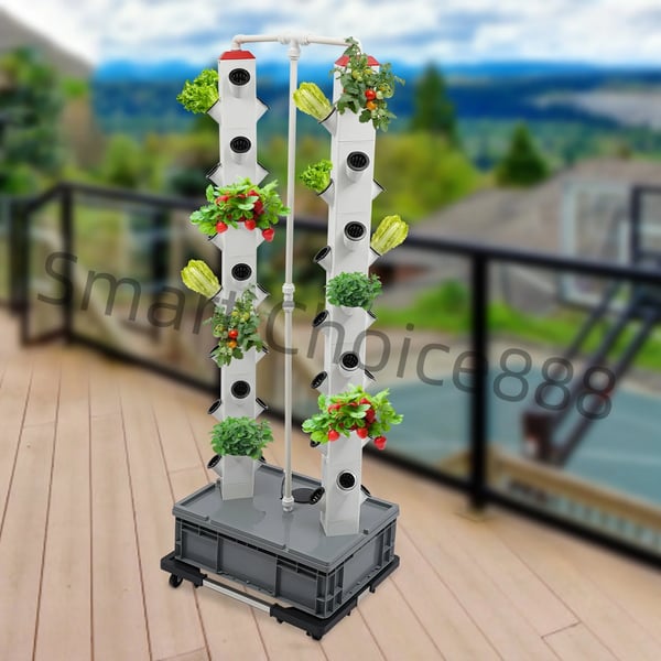 Hydroponisk växttorn, vertikal trädgård, 56 växtkapacitet,Stor, VIT