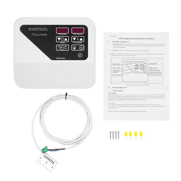 Sauna Temperatur Controller, Væghængt, Dobbelt Driftsmode,hvid