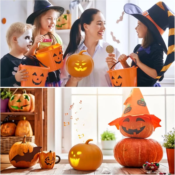 Halloween Græskar Projektionslampe, 16 Animationer, Indbygget Højttaler, Lydeffekter,orange