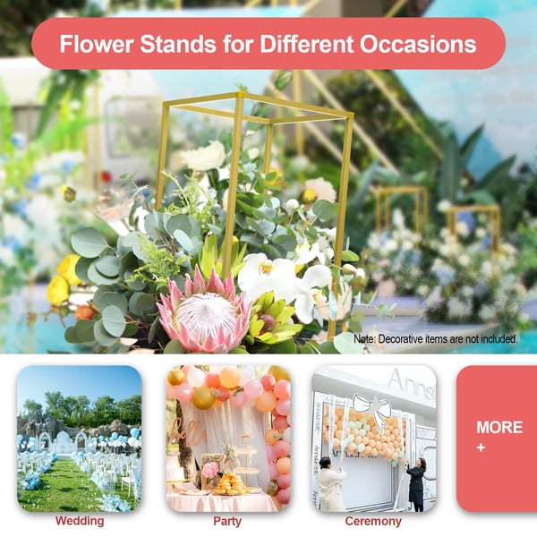Metal Blomsterstand, Robust Design, Sæt af 10,XL, Guld