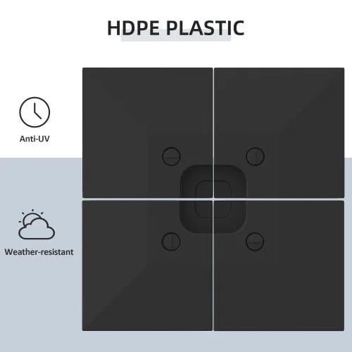 Paraplyholder, HDPE Plastik, Dimensioner L51 x B51 x H12 cm, Vægt 2,4 kg, Kapacitet 30 kg (sand), Kompatibilitet Standard Paraplystænger