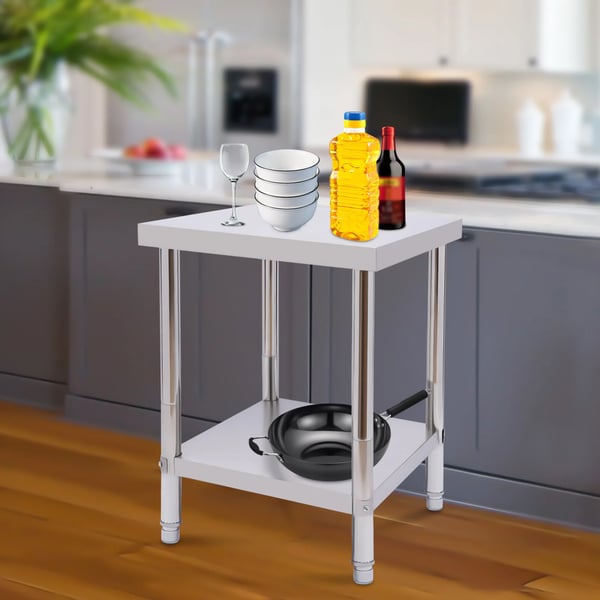 Arbetsbord, Hållbart Rostfritt Stål, Rymlig Förvaringsdesign,Silver