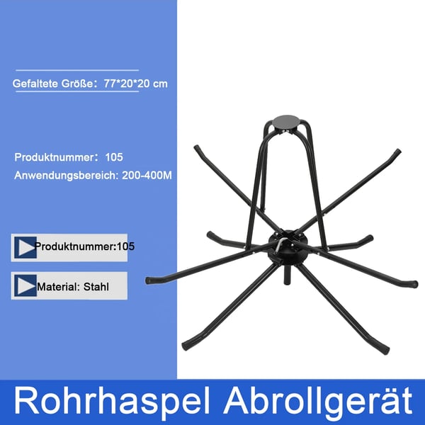 Rørspole Dispenser, Fremstillet af DC01 Stål, Understøtter Rørspoler op til 600 meter, Firebenet Stativ for Stabilitet, Inkluderer Bærepose