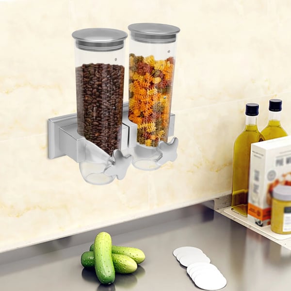 Maddispenser, Dobbeltspand Design, Portionskontrolsystem,Sølv