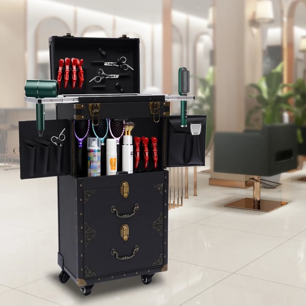 Makeup Train Case, 3-lags opbevaringsdesign, dobbelt låsesystem, letvægts og bærbar