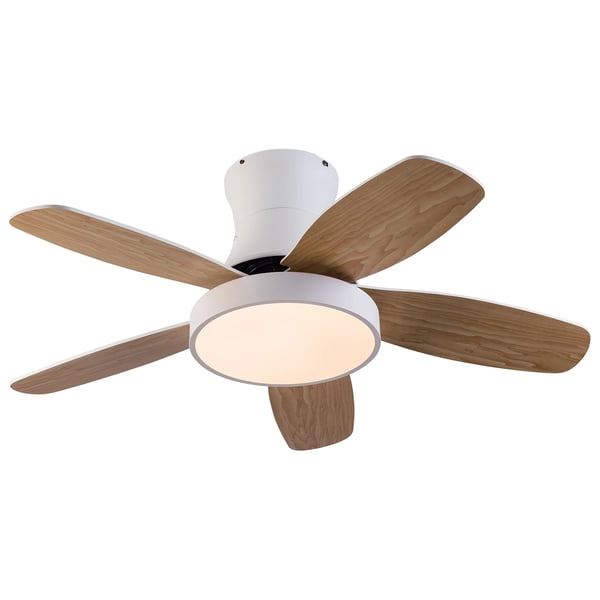 Flush Mount Loftventilator, 6-Hastigheds Kontrol, Energi-Effektiv LED Lys,Brun