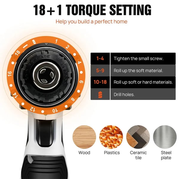 Trådløs Boremaskine, 12V Spænding, Maksimalt Moment 45NM, Hastighedsområde 0-400 RPM, Lithium-ion Batteri 1300 mAH, Ergonomisk Design