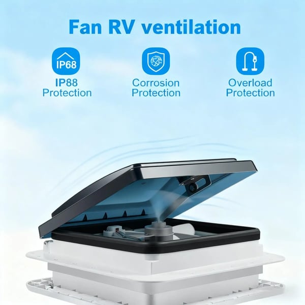 RV Ventilationsvifte, Integreret LED-lys, Vandtæt Design,HVID
