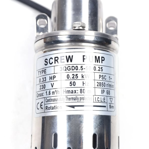 Dybbrøndspumpe, Rustfrit Stål Konstruktion, Høj Flow Rate,220V, EU