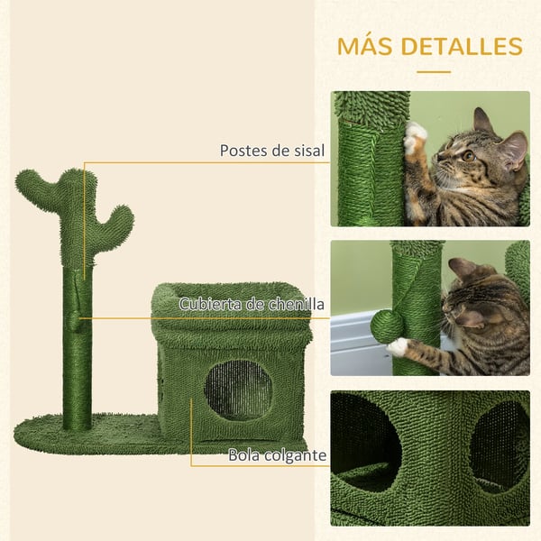 Kattens Kradsetræ, Multi-Niveau Design, Hyggelig Hule Seng,68X30X67 cm, Grøn