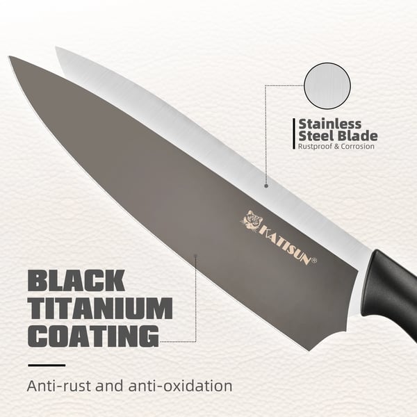 Kniv Sæt, Kulstofstål Materiale, 15 Stykker, Klinge Længde 16,3 cm, Håndtag Længde 13 cm, Klinge Vinkel 60°