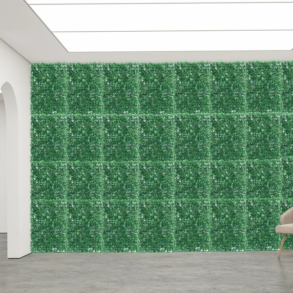 Kunstgræs Hækkefence Mat, 12 stk, 60 cm x 40 cm, PE Materiale,Kunstig Panel