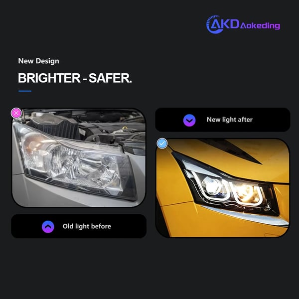 Chevrolet Cruze LED-forlygtesamling, høj kvalitet 12V, energieffektiv design,inkluder LED-sæt