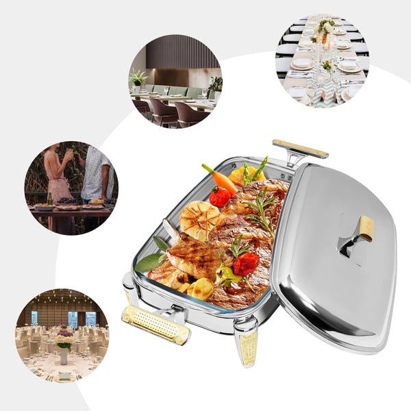 Chafing Dish, 304 Rustfrit Stål, Lysdrevet,Sølv