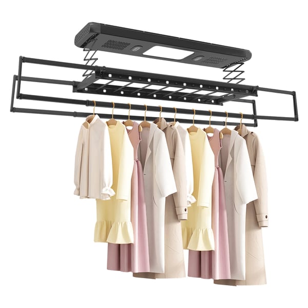 Elektrisk Tørrerack, Fjernbetjening, Pladsbesparende Design,sort
